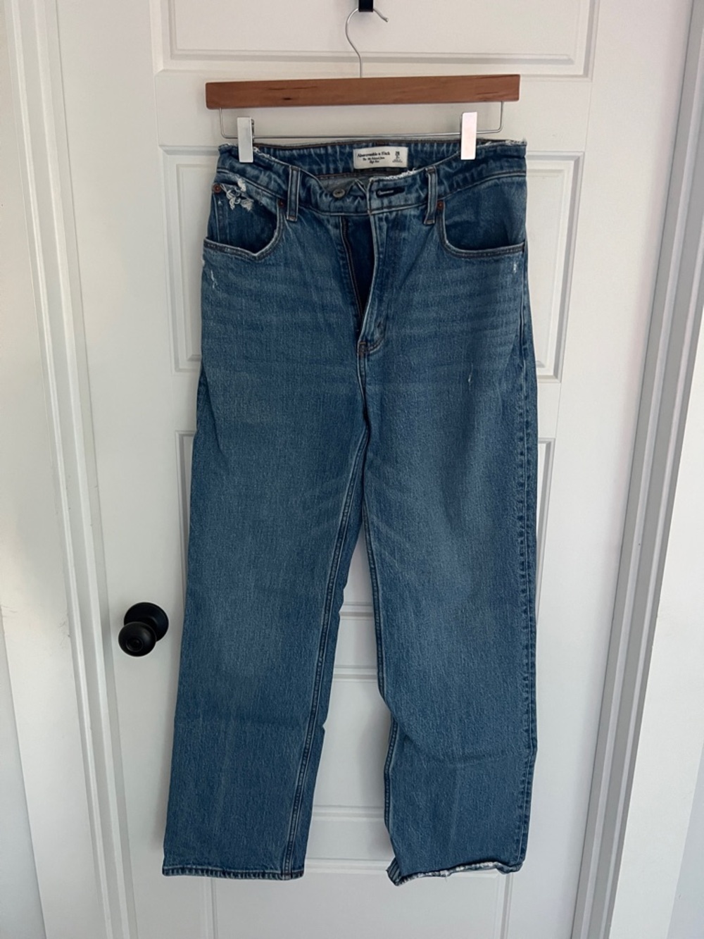 Abercrombie & Fitch High-Rise Straight Leg Blue Jeans Curve Love